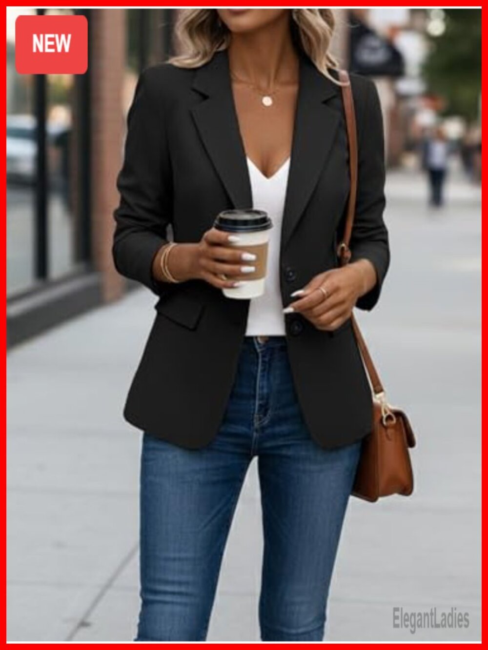 Women's Lightweight Fully Lined Business Casual Blazer Suit Jacket with Pockets - Picture 2 of 6